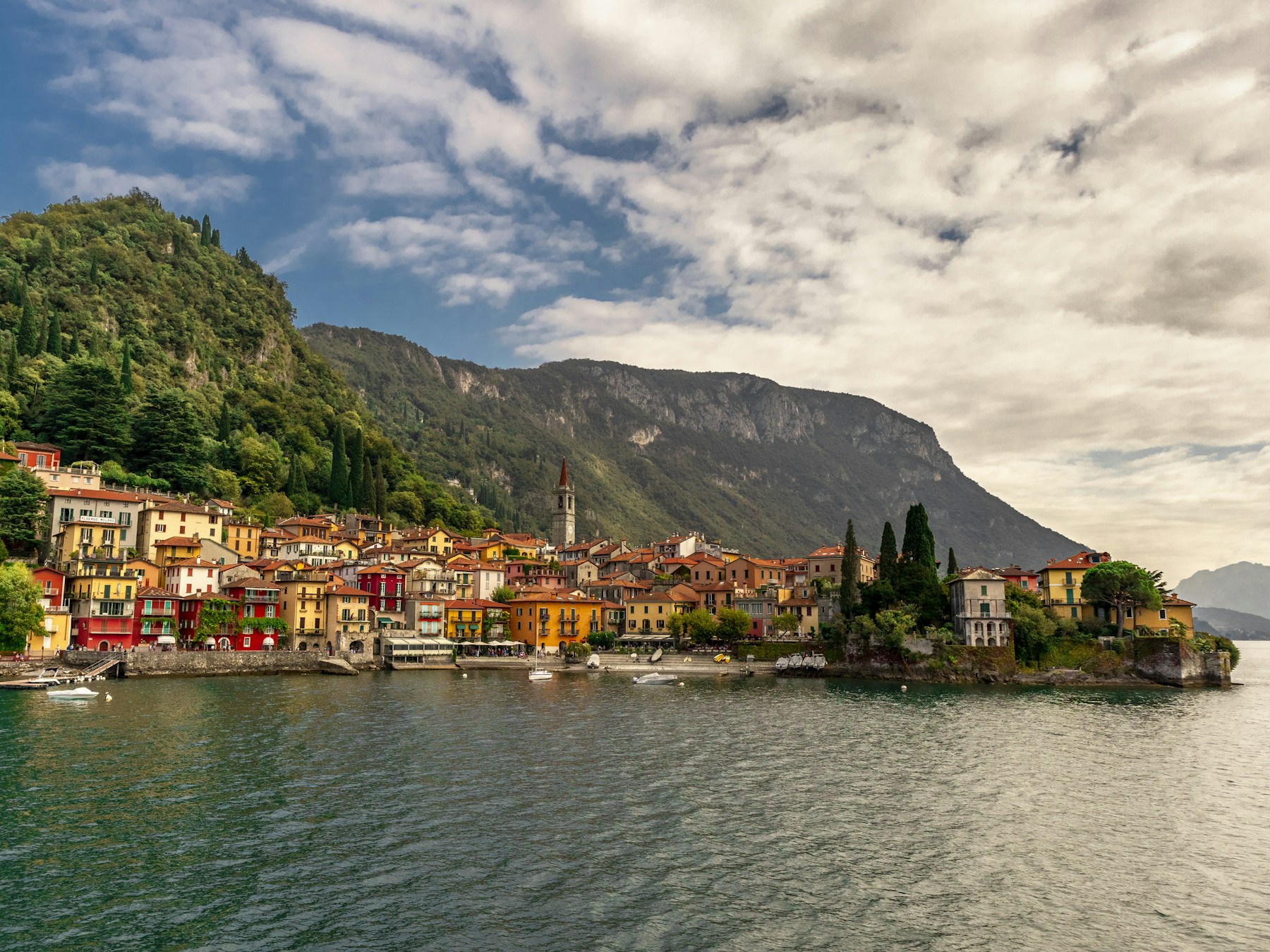 Colorful waterfront buildings in Varenna on Lake Como, Italy